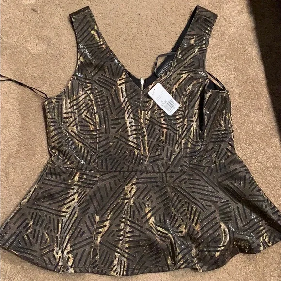Forever 21 Gold Peplum Top - Picture 2 of 5
